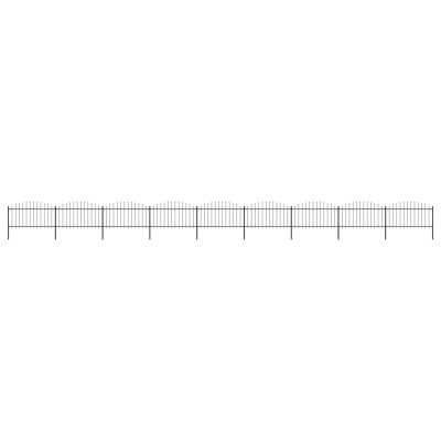 Valla de jardín con puntas de lanza acero negro (1,25-1,5)x15,3 Valla de jardín con puntas de lanza acero negro (1,25-1,5)x15,3