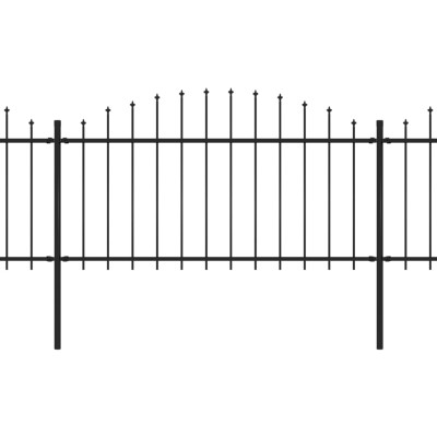 Valla de jardín con puntas de lanza acero negro (1,25-1,5)x15,3 Valla de jardín con puntas de lanza acero negro (1,25-1,5)x15,3