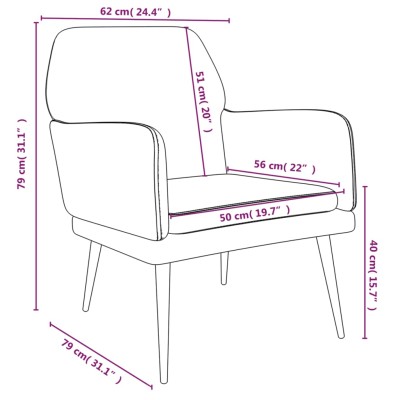 Sillón de terciopelo negro 62x79x79 cm Sillón de terciopelo negro 62x79x79 cm