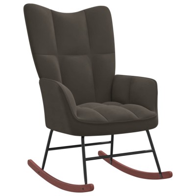 Silla mecedora de terciopelo gris oscuro Silla mecedora de terciopelo gris oscuro