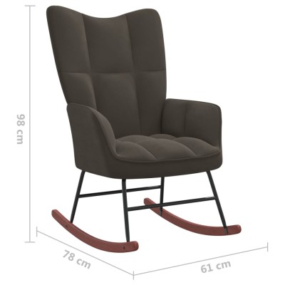 Silla mecedora de terciopelo gris oscuro Silla mecedora de terciopelo gris oscuro