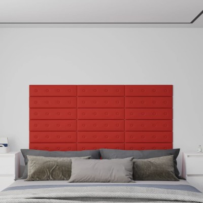 Paneles pared 12 uds cuero sintético rojo tinto 60x15 cm 1,08m² Paneles pared 12 uds cuero sintético rojo tinto 60x15 cm 1,08m²