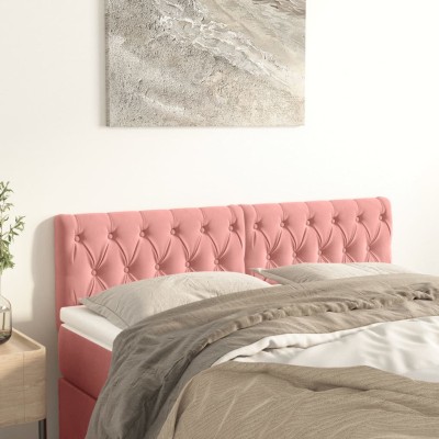 Cabeceros 2 unidades de terciopelo rosa 80x7x78/88 cm Cabeceros 2 unidades de terciopelo rosa 80x7x78/88 cm