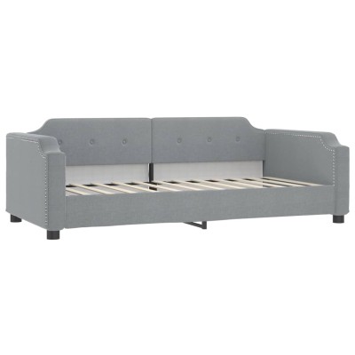 Sofá cama con colchón tela gris claro 90x190 cm Sofá cama con colchón tela gris claro 90x190 cm