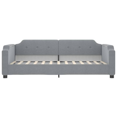 Sofá cama con colchón tela gris claro 90x190 cm Sofá cama con colchón tela gris claro 90x190 cm