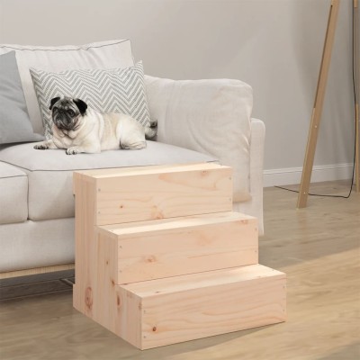 Escalera para mascotas madera maciza de pino 40x37,5x35 cm Escalera para mascotas madera maciza de pino 40x37,5x35 cm