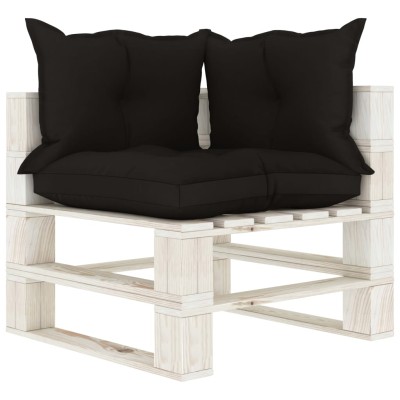 Set muebles de palets de jardín 5 pzas madera cojines negros Set muebles de palets de jardín 5 pzas madera cojines negros
