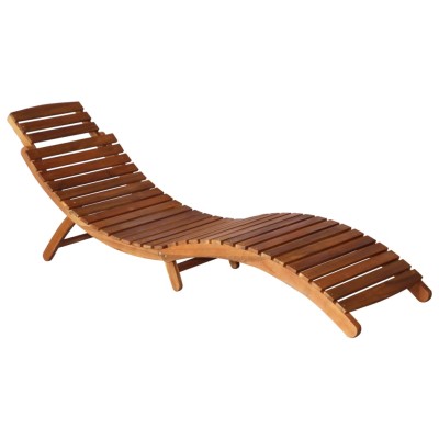 Tumbona de jardín con mesa y cojín madera maciza de acacia Tumbona de jardín con mesa y cojín madera maciza de acacia