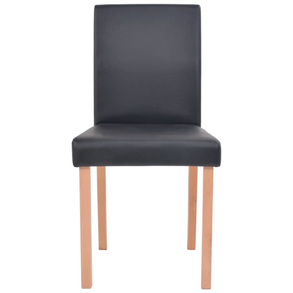 Conjunto de comedor 7 piezas de roble y cuero artificial negro Conjunto de comedor 7 piezas de roble y cuero artificial negro