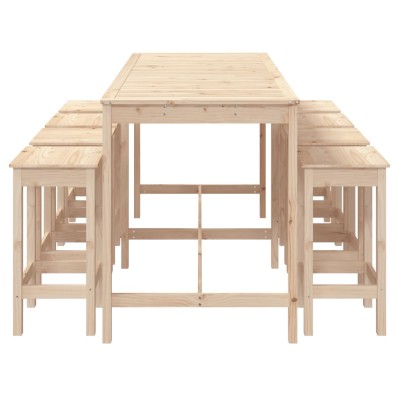 Mesa y taburetes altos jardín 9 piezas madera maciza de pino Mesa y taburetes altos jardín 9 piezas madera maciza de pino