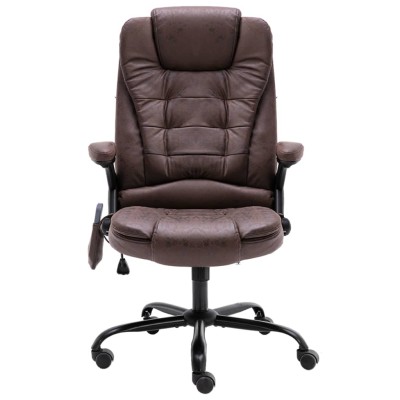 Silla de oficina de masaje piel de ante sintética marrón oscuro