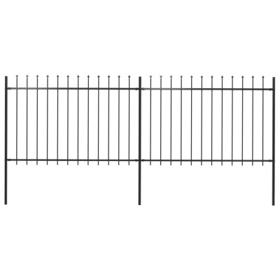 Valla de jardín con puntas de lanza acero negro 3,4x1,2 m Valla de jardín con puntas de lanza acero negro 3,4x1,2 m