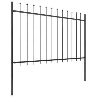 Valla de jardín con puntas de lanza acero negro 3,4x1,2 m Valla de jardín con puntas de lanza acero negro 3,4x1,2 m
