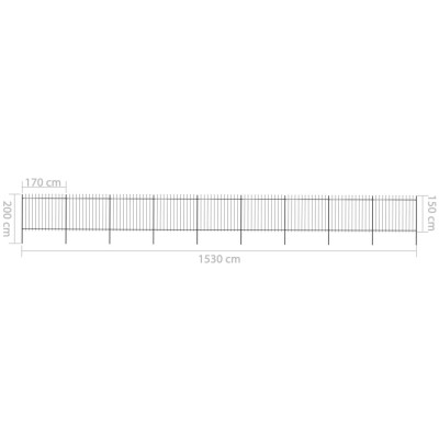 Valla de jardín con puntas de lanza acero negro 15,3x1,5 m Valla de jardín con puntas de lanza acero negro 15,3x1,5 m