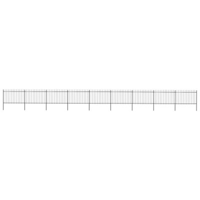 Valla de jardín con puntas de lanza acero negro 15,3x1,2 m