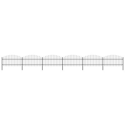 Valla de jardín con puntas de lanza acero negro (1-1,25)x10,2 m Valla de jardín con puntas de lanza acero negro (1-1,25)x10,2 m