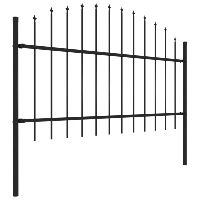 Valla de jardín con puntas de lanza acero negro (1-1,25)x10,2 m Valla de jardín con puntas de lanza acero negro (1-1,25)x10,2 m