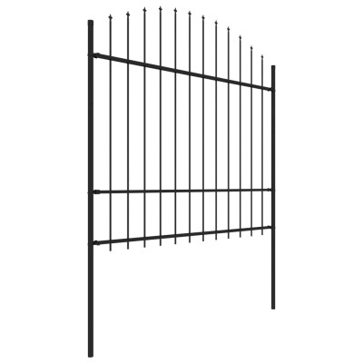 Valla de jardín con punta de lanza acero negro (1,5-1,75)x11,9m Valla de jardín con punta de lanza acero negro (1,5-1,75)x11,9m