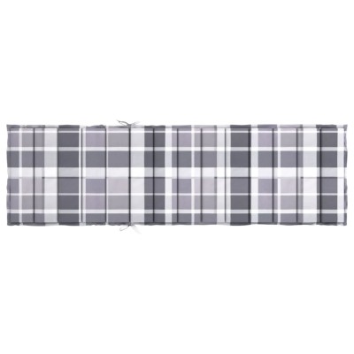 Cojín de tumbona de tela Oxford a cuadros gris 200x70x3 cm Cojín de tumbona de tela Oxford a cuadros gris 200x70x3 cm
