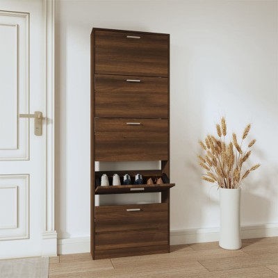 Mueble zapatero madera contrachapada marrón roble 59x17x169 cm Mueble zapatero madera contrachapada marrón roble 59x17x169 cm