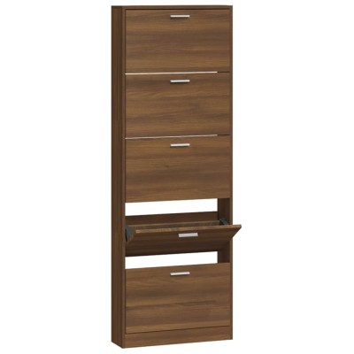 Mueble zapatero madera contrachapada marrón roble 59x17x169 cm Mueble zapatero madera contrachapada marrón roble 59x17x169 cm