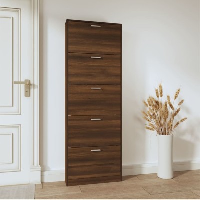 Mueble zapatero madera contrachapada marrón roble 59x17x169 cm Mueble zapatero madera contrachapada marrón roble 59x17x169 cm