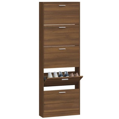 Mueble zapatero madera contrachapada marrón roble 59x17x169 cm Mueble zapatero madera contrachapada marrón roble 59x17x169 cm
