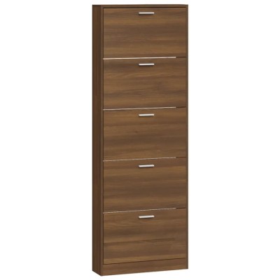 Mueble zapatero madera contrachapada marrón roble 59x17x169 cm Mueble zapatero madera contrachapada marrón roble 59x17x169 cm