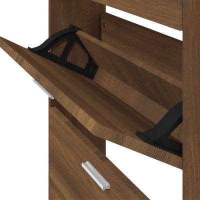 Mueble zapatero madera contrachapada marrón roble 59x17x169 cm Mueble zapatero madera contrachapada marrón roble 59x17x169 cm