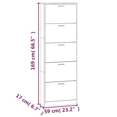 Mueble zapatero madera contrachapada marrón roble 59x17x169 cm Mueble zapatero madera contrachapada marrón roble 59x17x169 cm