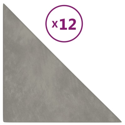 Paneles de pared 12 uds terciopelo gris claro 30x30 cm 0,54 m² Paneles de pared 12 uds terciopelo gris claro 30x30 cm 0,54 m²