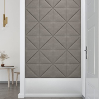 Paneles de pared 12 uds terciopelo gris claro 30x30 cm 0,54 m² Paneles de pared 12 uds terciopelo gris claro 30x30 cm 0,54 m²