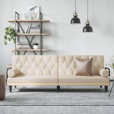 Sofá cama con reposabrazos tela color crema Sofá cama con reposabrazos tela color crema