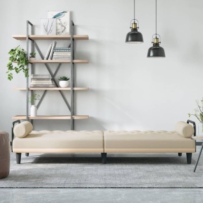 Sofá cama con reposabrazos tela color crema Sofá cama con reposabrazos tela color crema