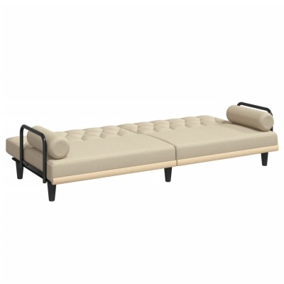 Sofá cama con reposabrazos tela color crema Sofá cama con reposabrazos tela color crema