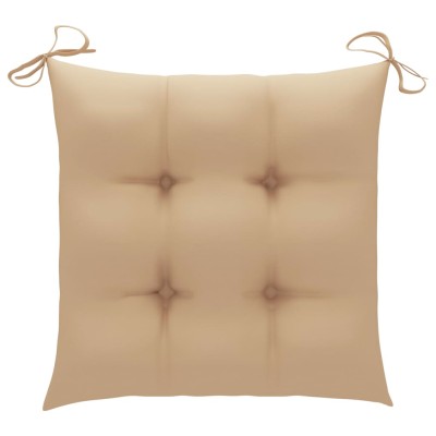 Sillas de jardín 2 unidades madera de teca con cojines beige Sillas de jardín 2 unidades madera de teca con cojines beige