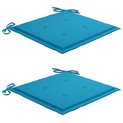 Set de bistró 3 piezas con cojines azul madera maciza teca