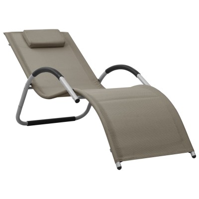 Tumbonas 2 unidades textilene gris taupe y gris Tumbonas 2 unidades textilene gris taupe y gris