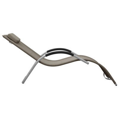 Tumbonas 2 unidades textilene gris taupe y gris Tumbonas 2 unidades textilene gris taupe y gris