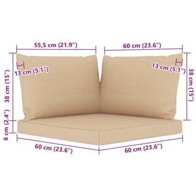 Set de muebles de jardín 6 pzas con cojines beige Set de muebles de jardín 6 pzas con cojines beige