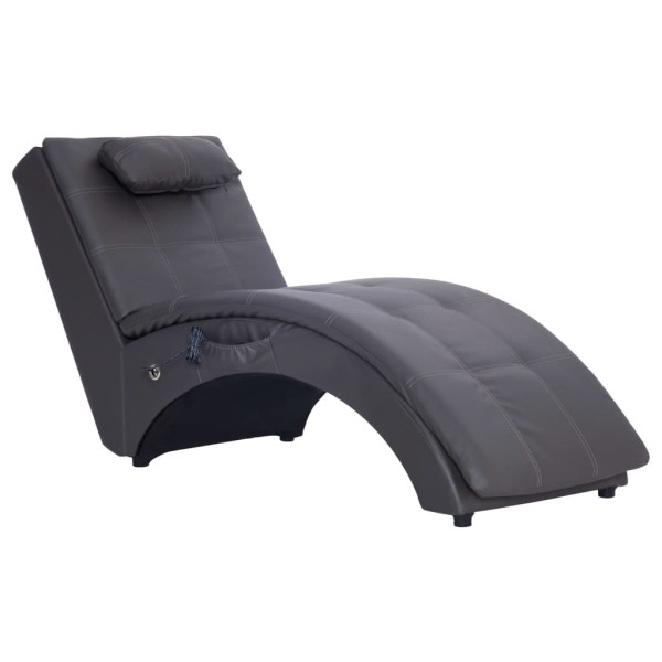 Diván de masaje con almohada de cuero sintético gris Diván de masaje con almohada de cuero sintético gris