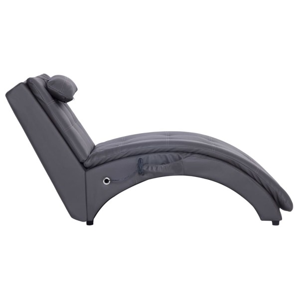 Diván de masaje con almohada de cuero sintético gris Diván de masaje con almohada de cuero sintético gris