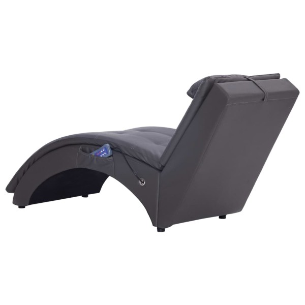 Diván de masaje con almohada de cuero sintético gris Diván de masaje con almohada de cuero sintético gris