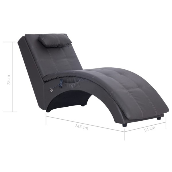 Diván de masaje con almohada de cuero sintético gris Diván de masaje con almohada de cuero sintético gris