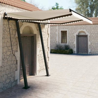 Toldo automático con LED y sensor de viento color crema 3x2,5 m Toldo automático con LED y sensor de viento color crema 3x2,5 m