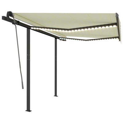 Toldo automático con LED y sensor de viento color crema 3x2,5 m Toldo automático con LED y sensor de viento color crema 3x2,5 m