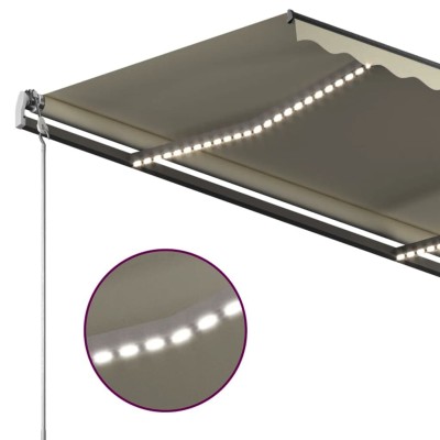 Toldo automático con LED y sensor de viento color crema 3x2,5 m Toldo automático con LED y sensor de viento color crema 3x2,5 m