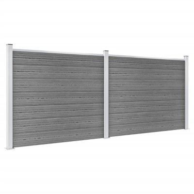 Set de panel de valla WPC gris 353x146 cm Set de panel de valla WPC gris 353x146 cm