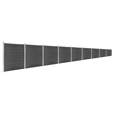 Juego de paneles de valla WPC negro 1564x186 cm Juego de paneles de valla WPC negro 1564x186 cm