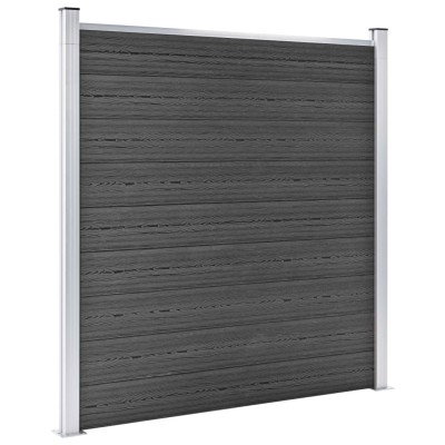 Juego de paneles de valla WPC negro 1564x186 cm Juego de paneles de valla WPC negro 1564x186 cm